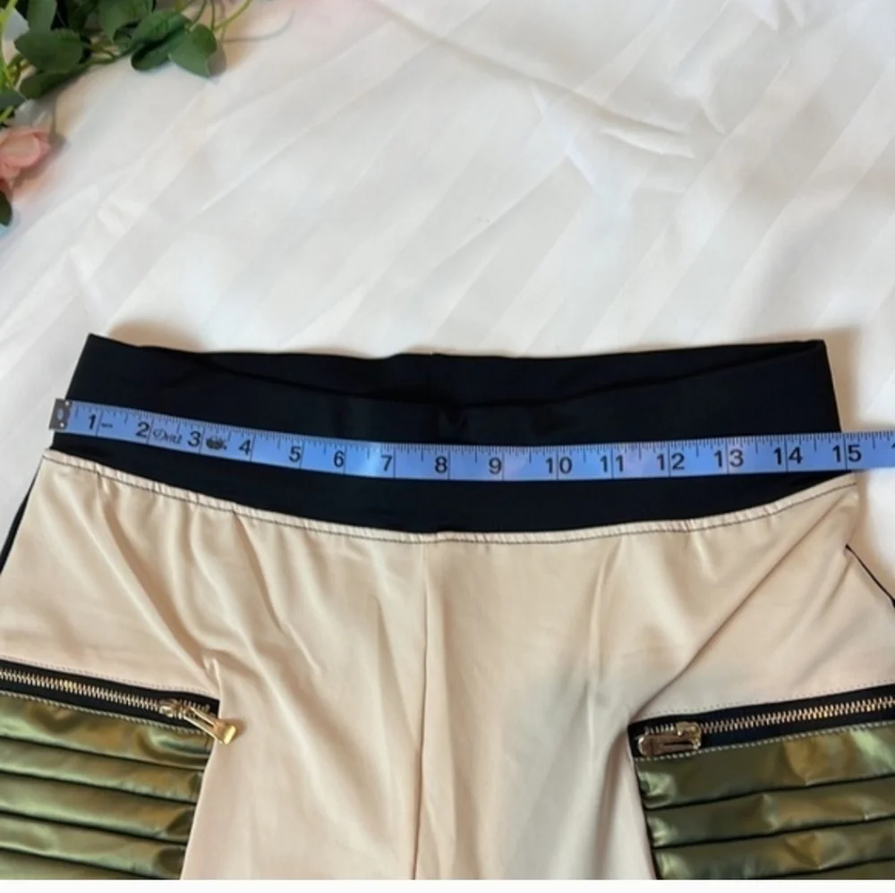 Flamingo Urban Contrast Panel Zipper Detail Faux Leather Moto Pants SzL - Picture 8 of 16